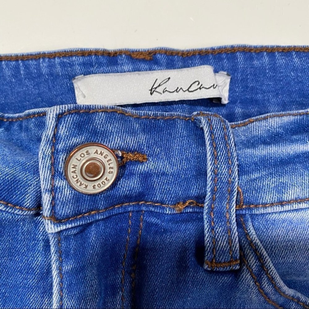 Kancan Micro Mini Shorts Fray Hem Distressed Denim - Picture 2 of 4